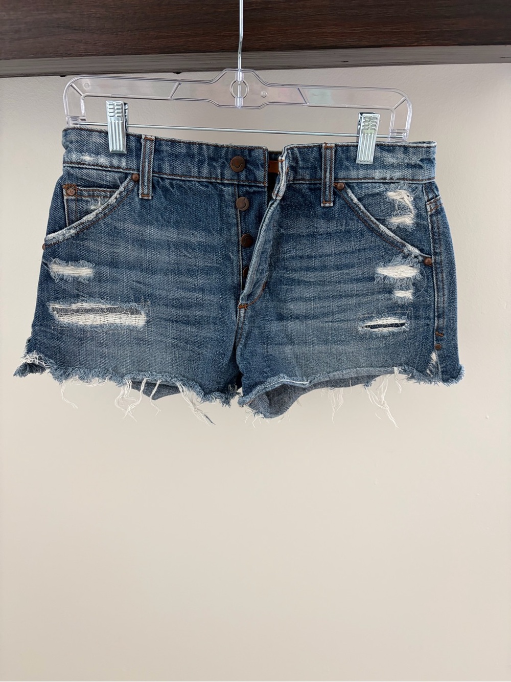 Women's Distressed Denim Shorts - Blue